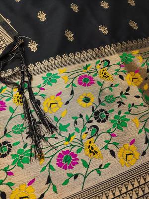 black zari woven banarasi dress materials 4