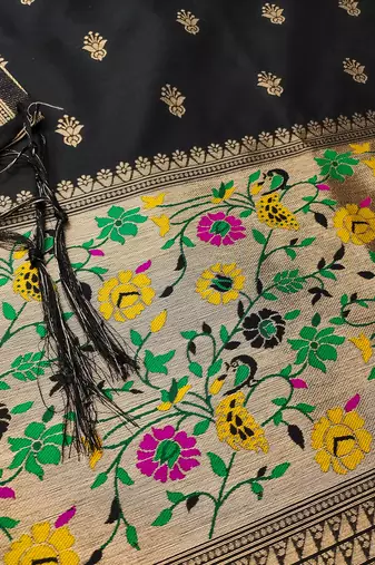 black zari woven banarasi dress materials