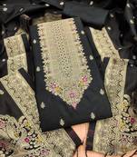black zari woven banarasi dress materials