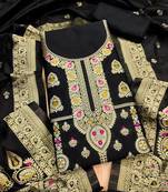black zari woven banarasi dress materials