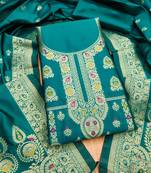 teal zari woven banarasi dress materials