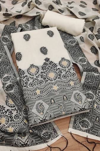 black zari woven banarasi dress materials