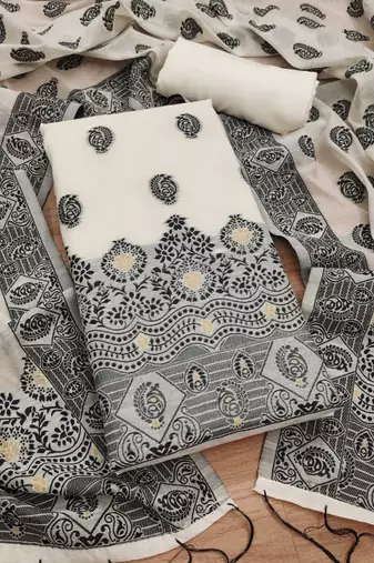 black zari woven banarasi dress materials