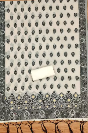 black zari woven banarasi dress materials