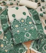 green zari woven banarasi dress materials