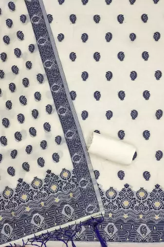 navy blue zari woven banarasi dress materials