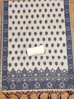 navy blue zari woven banarasi dress materials 4