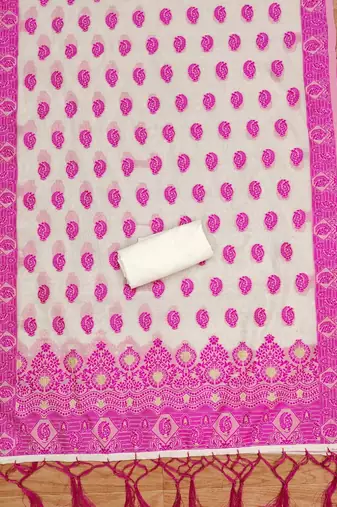 pink zari woven banarasi dress materials