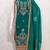 women's teal georgette salwar suit dress material with golden thread embroidery