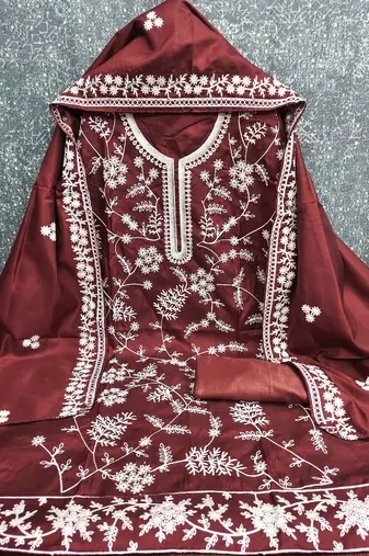 burgundy jalpari silk salwar suit dress material