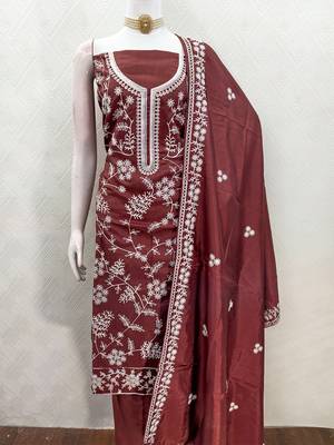 burgundy jalpari silk salwar suit dress material 5