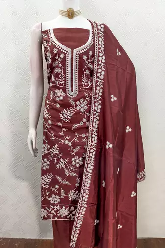 burgundy jalpari silk salwar suit dress material