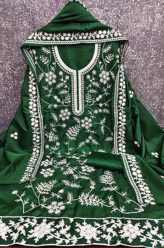 green jalpari silk salwar suit dress material