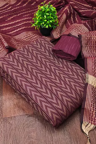 maroon cotton jacquard salwar suit dress material