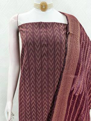 maroon cotton jacquard salwar suit dress material 4