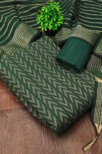 dark green cotton jacquard salwar suit dress material