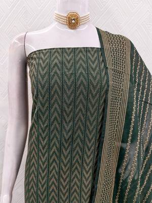 dark green cotton jacquard salwar suit dress material 4