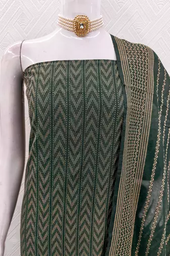 dark green cotton jacquard salwar suit dress material