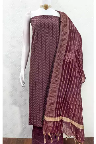 maroon cotton jacquard salwar suit dress material