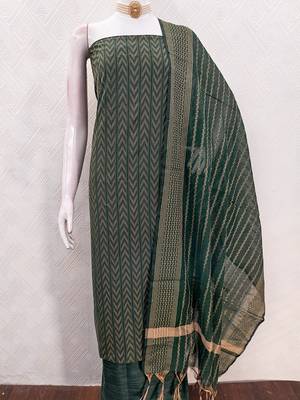 dark green cotton jacquard salwar suit dress material 5