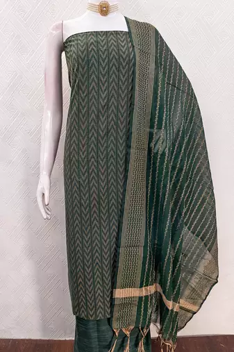dark green cotton jacquard salwar suit dress material