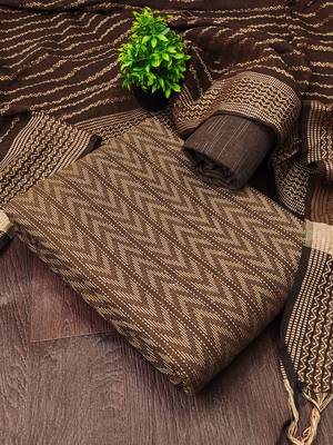 brown cotton jacquard salwar suit dress material 2