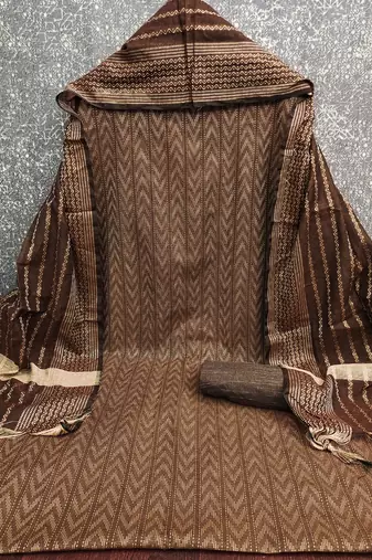 brown cotton jacquard salwar suit dress material
