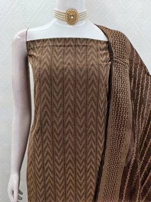 brown cotton jacquard salwar suit dress material 4