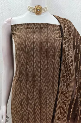 brown cotton jacquard salwar suit dress material