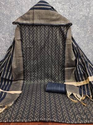 navy blue cotton jacquard salwar suit dress material 3