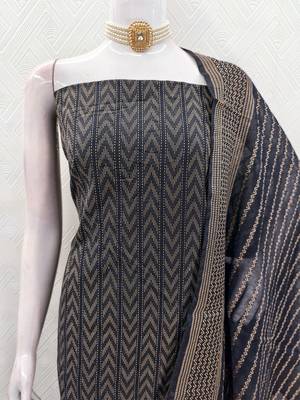 navy blue cotton jacquard salwar suit dress material 4