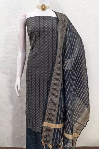 navy blue cotton jacquard salwar suit dress material