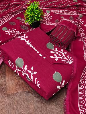 maroon cotton salwar suit dress material 2
