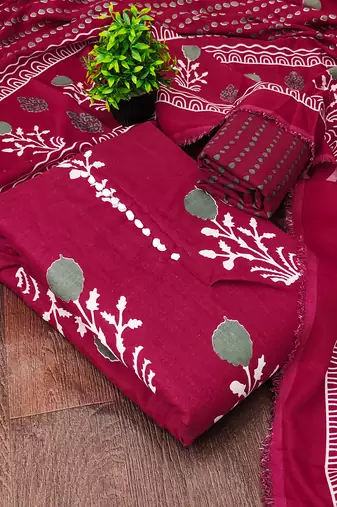 maroon cotton salwar suit dress material