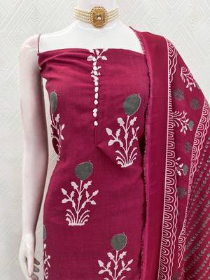 maroon cotton salwar suit dress material 4