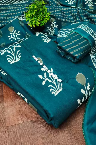teal cotton salwar suit dress material