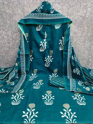 teal cotton salwar suit dress material 3
