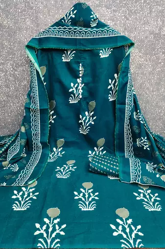 teal cotton salwar suit dress material