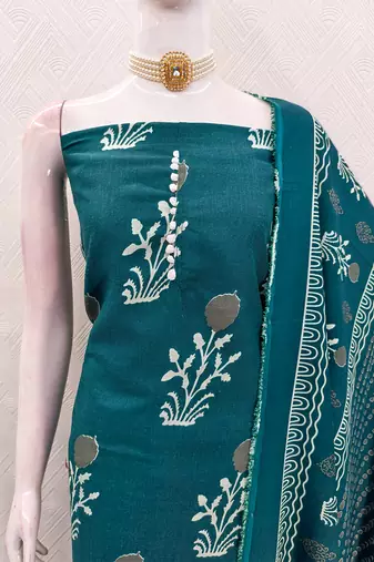 teal cotton salwar suit dress material