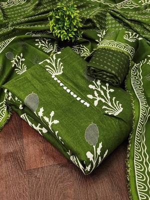 olive green cotton salwar suit dress material 2