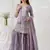 Purple embroidered gold crush stitched palazzo style salwar suit