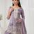 Purple embroidered gold crush semi-stitched palazzo style salwar suit
