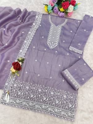 Purple embroidered gold crush stitched palazzo style salwar suit 3