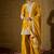 Yellow embroidered chinon straight kurta with sharara & dupatta set for women
