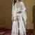 White embroidered chinon a-line kurta with sharara & lace dupatta set for women