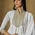 White embroidered chinon a-line kurta with sharara & lace dupatta set for women