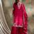 Pink embroidered chinon straight kurta with sharara & dupatta set for women