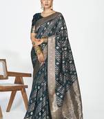 Peacock blue luxurious soft art silk zari weaving saree