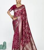 Wine magenta premium zari weaving designer art silk saree