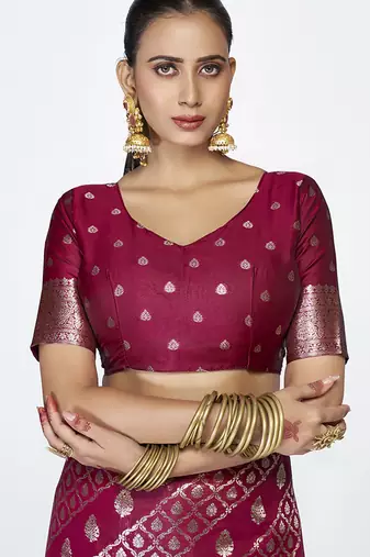 Wine magenta premium zari weaving designer art silk saree